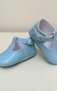 blue patent pram shoes