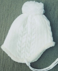 cream bobble hat