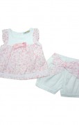 pink bow shorts set