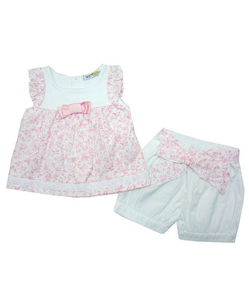 pink bow shorts set